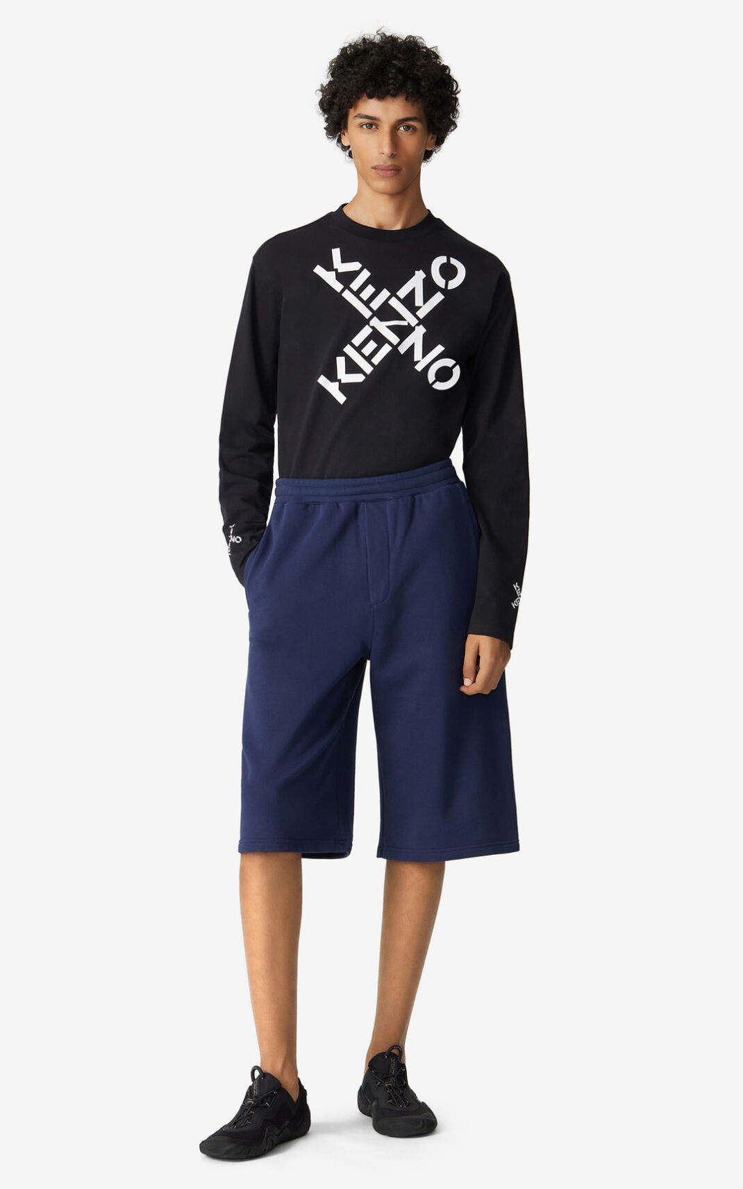 Kenzo Oversized Sport Little X Shorts Blue For Mens 5803GWEJF